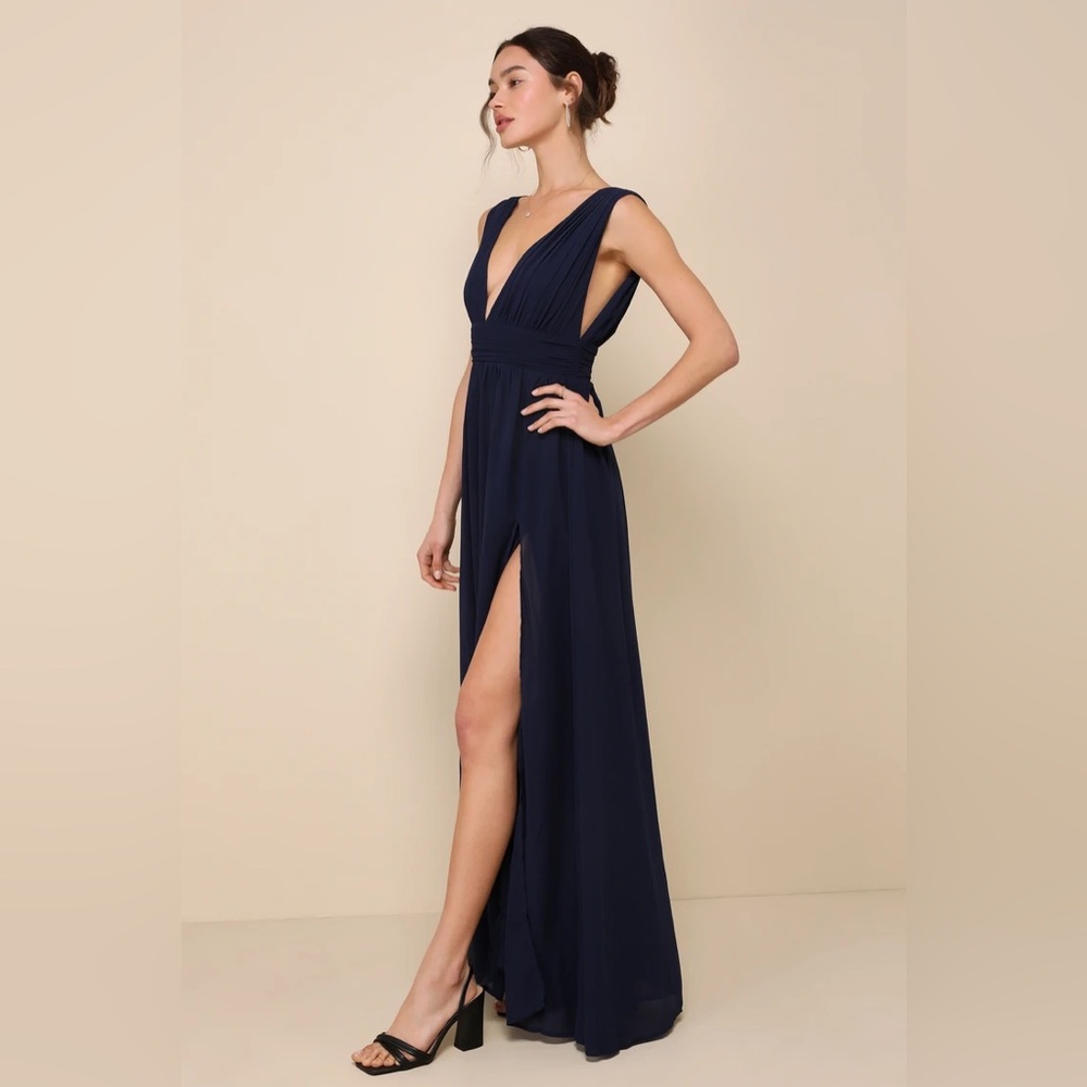 NWT Lulus Heavenly Hues Navy Blue Maxi Dress Size Medium - Picture 3 of 11